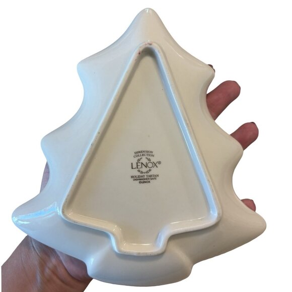 Lenox Collectible Holiday Tartan Apple Candy Dish Tree Shaped Christmas Decor - Picture 3 of 7